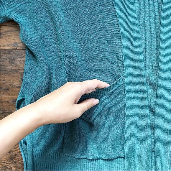 Eileen Fisher • Slouchy Cardigan sweater open teal Tencel silk organic cotton - Picture 5 of 9